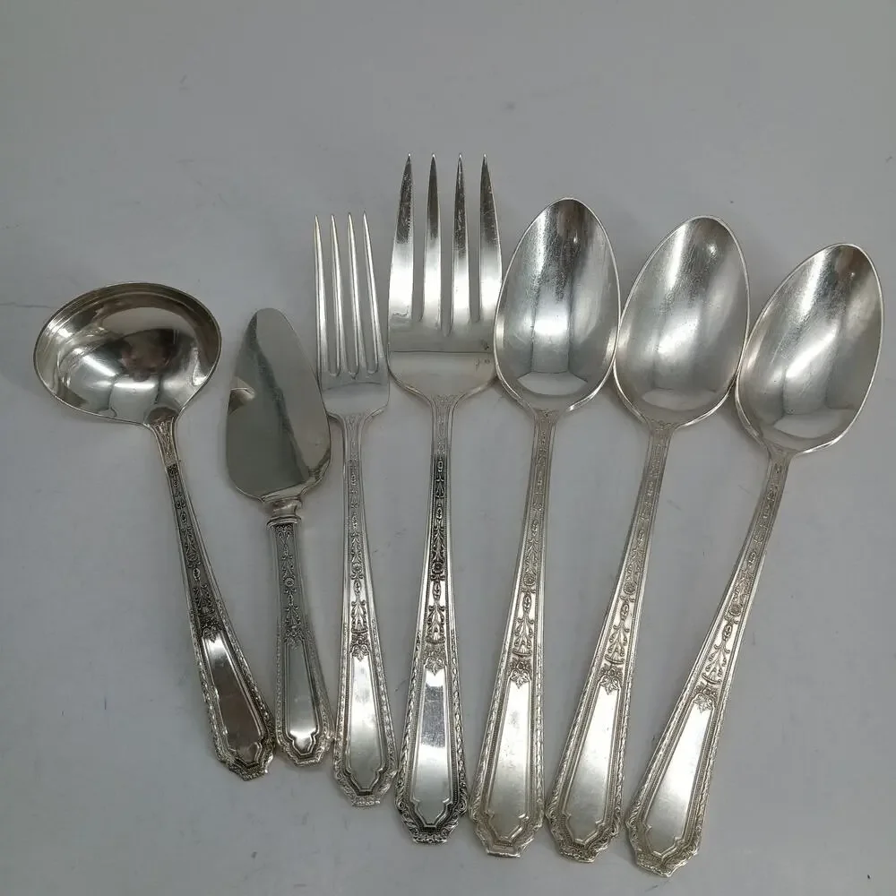 7X Serving ROGERS Extra Plate SilverPlate CHALFONTE Fork Spoons Ladle Flatware
